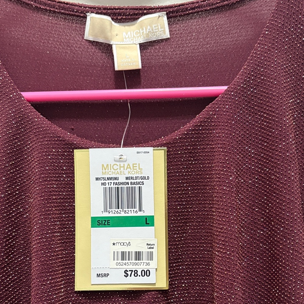Michael Kors Burgundy Cold Shoulder Blouse - Picture 3 of 5
